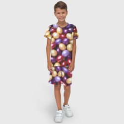 Детский костюм с шортами 3D Красные и фиолетовые пасхальные яйца - фото 2
