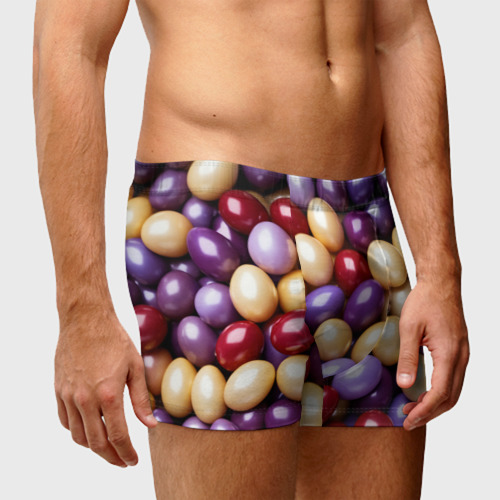 Мужские трусы 3D Красные и фиолетовые пасхальные яйца, цвет 3D печать - фото 3