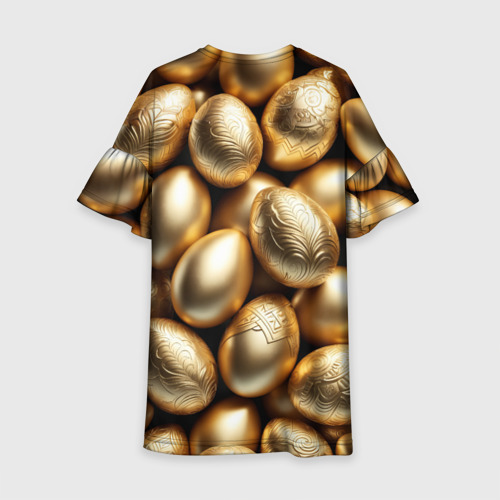 Детское платье 3D  Золотые Пасхальные яйца, цвет 3D печать - фото 2