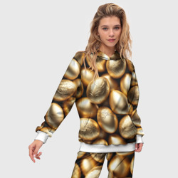 Женский костюм с толстовкой 3D  Золотые Пасхальные яйца - фото 2