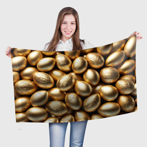 Флаг 3D  Золотые Пасхальные яйца