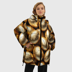 Женская зимняя куртка Oversize  Золотые Пасхальные яйца - фото 2