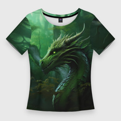 Женская футболка 3D Slim Зеленый лесной дракон 2024