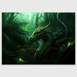 Поздравительная открытка Зеленый лесной дракон 2024