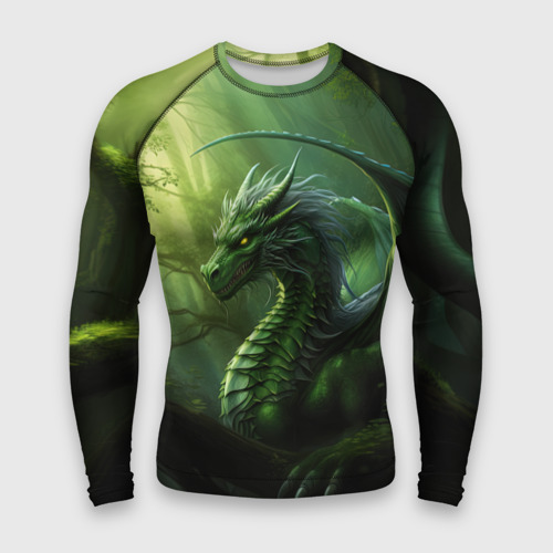 Мужской рашгард 3D Зеленый лесной дракон символ  2024  года, цвет 3D печать