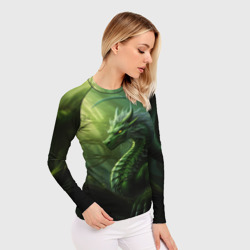Женский рашгард 3D Зеленый лесной дракон символ  2024  года - фото 2
