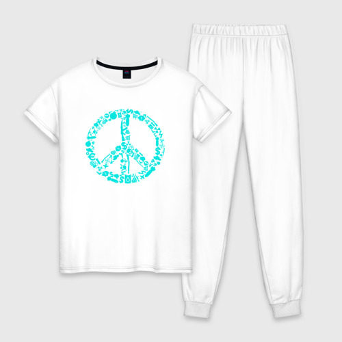 Женская пижама хлопок Peace life, цвет белый