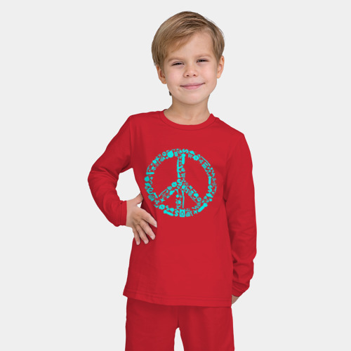 Детская пижама с лонгсливом хлопок с принтом Peace life, фото на моделе #1