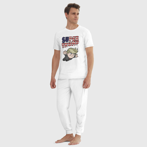 Мужская пижама хлопок с принтом Супер Трамп, вид сбоку #3