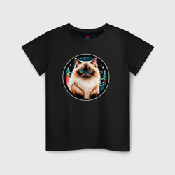 Детская футболка хлопок Гималайский кот ждет Новый Год