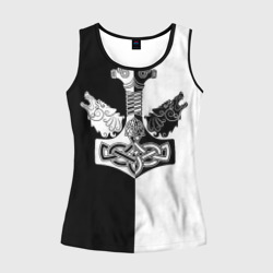 Женская майка 3D Волки и молот Тора