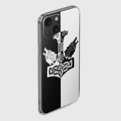 Чехол для iPhone 15 силиконовый с защитой камеры Волки и молот Тора - фото 2