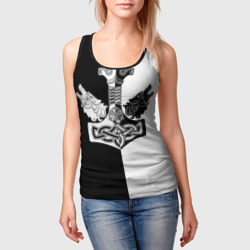 Женская майка 3D Волки и молот Тора - фото 2