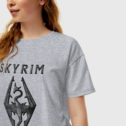 Женская футболка хлопок Oversize Elder Scrolls - скайрим, цвет меланж - фото 3
