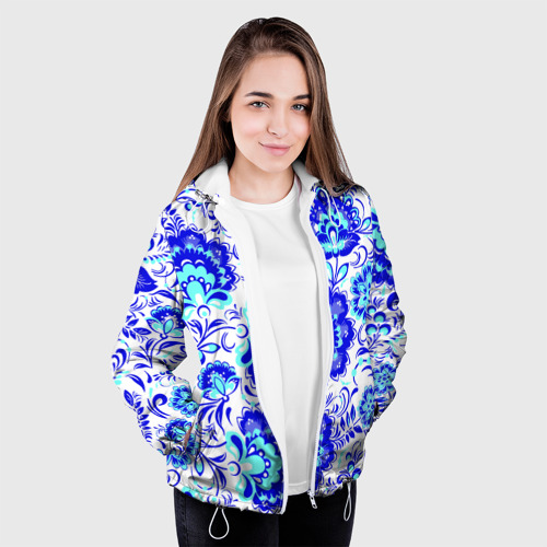 Женская куртка 3D Гжель стиль, цвет белый - фото 4