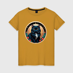 Женская футболка хлопок Персидский котик ждет Новый Год