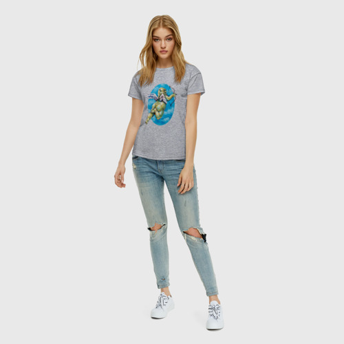 Женская футболка хлопок с принтом Шрек амур, вид сбоку #3