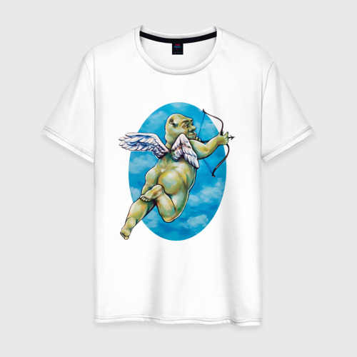 Мужская футболка из хлопка с принтом Шрек ангел-амур, вид спереди №1