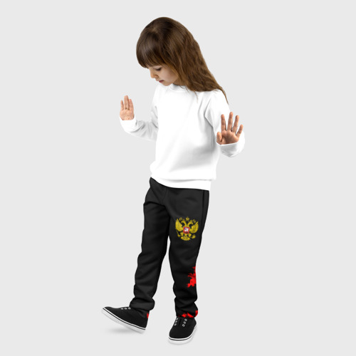 Детские брюки 3D с принтом Россия спорт краски, фото на моделе #1