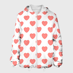 Мужская куртка 3D Розовые сердца фон