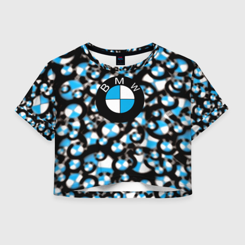 Женская футболка Crop-top 3D BMW sportlogo , цвет 3D печать