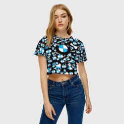 Женская футболка Crop-top 3D BMW sportlogo  - фото 2