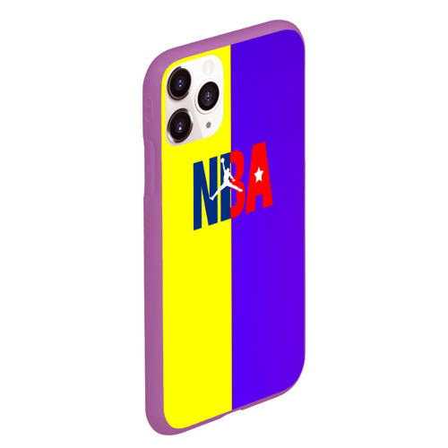 Чехол для iPhone 11 Pro Max матовый NBA sport полосы, цвет фиолетовый - фото 3