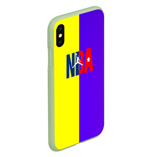 Чехол для iPhone XS Max матовый NBA sport полосы, цвет салатовый - фото 3