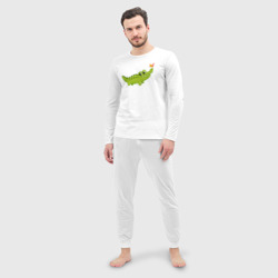Мужская пижама с лонгсливом хлопок Крокодильчик и птичка - фото 2
