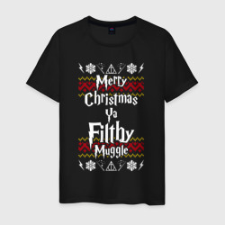 Счастливого Рождества тебе грязный маггл – Мужская футболка хлопок с принтом купить со скидкой в -20%