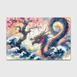 Головоломка Пазл магнитный 126 элементов Japanese dragon and sakura - engraving
