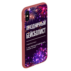 Чехол для iPhone XS Max матовый Праздничный бейсболист: фейерверк - фото 2