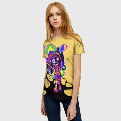 Женская футболка 3D с принтом Цифровой цирк Помни глаза, фото на моделе #1