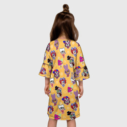 Платье с принтом Персонажи удивительного циврового цирка для ребенка, вид на модели сзади №2. Цвет основы: белый