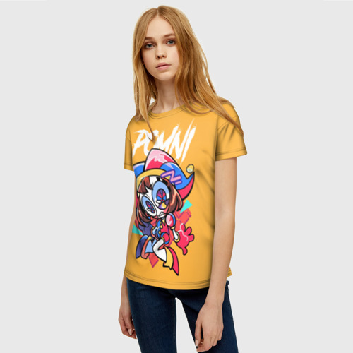 Женская футболка 3D с принтом Помни удивительный цифровой цирк, фото на моделе #1