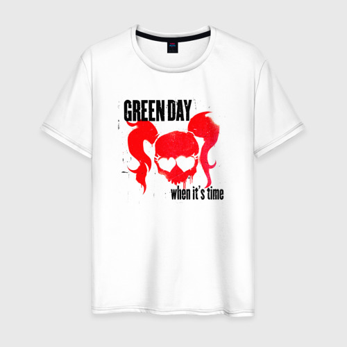 Мужская футболка хлопок Green Day when it's time, цвет белый