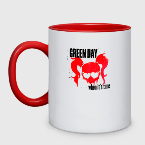 Кружка двухцветная Green Day when it's time, цвет белый + красный