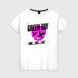 Женская футболка хлопок Green Day uno dos tre