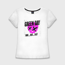 Женская футболка хлопок Slim Green Day uno dos tre