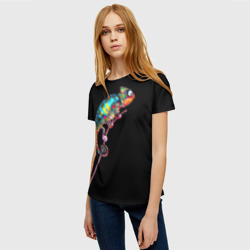 Женская футболка 3D Хамелеон на ветке - фото 2