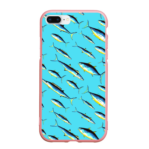 Чехол для iPhone 7Plus/8 Plus матовый с принтом Косяк рыб в море, вид спереди #2