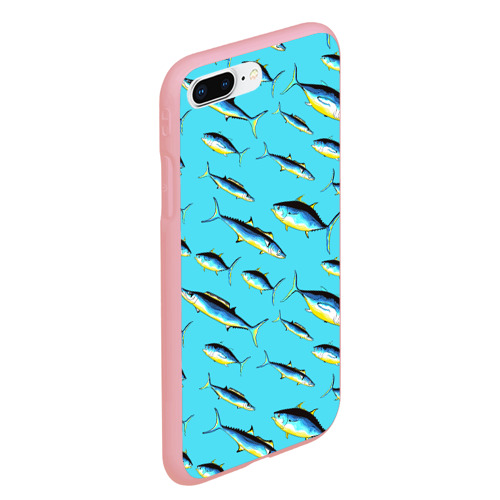 Чехол для iPhone 7Plus/8 Plus матовый с принтом Косяк рыб в море, вид сбоку #3