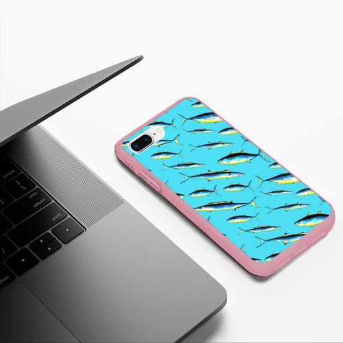 Чехол для iPhone 7Plus/8 Plus матовый с принтом Косяк рыб в море, фото #5