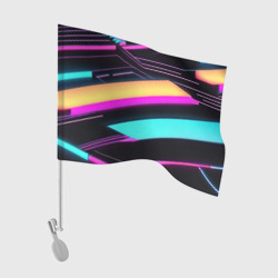 Флаг для автомобиля Косые полосы неона