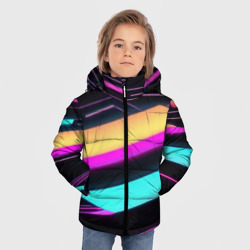 Зимняя куртка для мальчиков 3D Косые полосы неона - фото 2