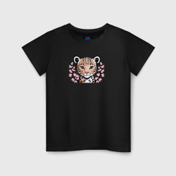 Детеныш леопарда и ветки сакуры – Детская футболка хлопок с принтом купить со скидкой в -20%