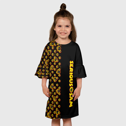 Детское платье 3D с принтом Serious Sam pattern game, вид сбоку #3