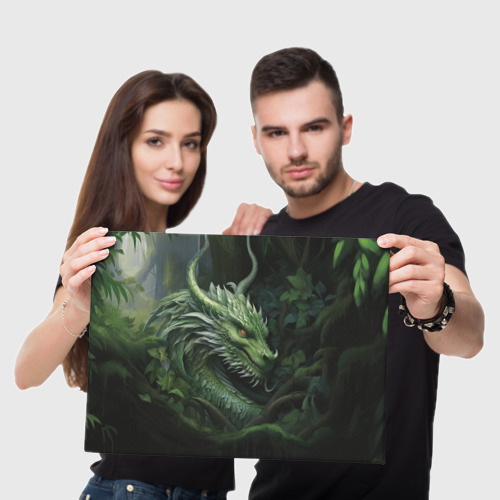 Холст прямоугольный Яркий зеленый дракон   2024, цвет 3D печать - фото 5