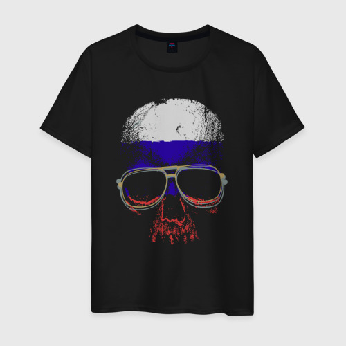 Мужская футболка хлопок Russia skull, цвет черный