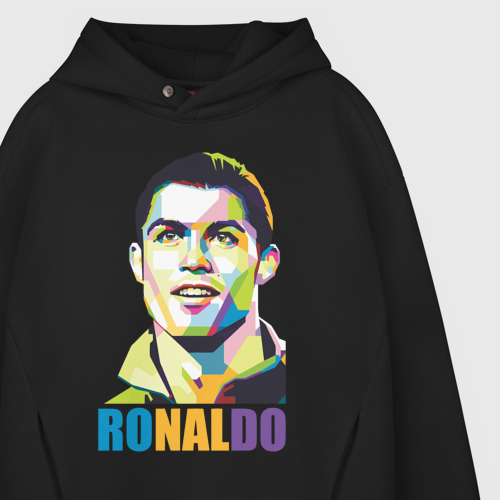 Мужское худи Oversize хлопок Smiling Ronaldo, цвет черный - фото 4